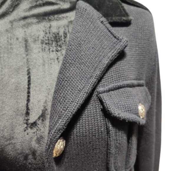 Lauren by Ralph Lauren Cardigan Sweater Blazer Navy Blue Black Collar W/ Size S - Picture 11 of 13
